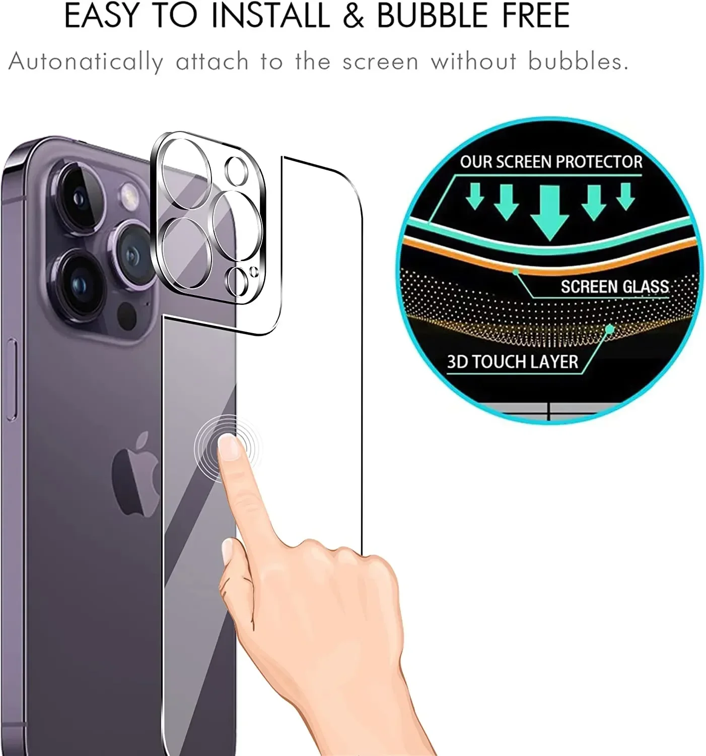 Vidrio templado 4 en 1 para IPhone 15 14 13 11 16 Pro Max 12 Mini Plus 15Pro 14Pro i16 Protector de pantalla trasera con película de lente de cámara - imagen 4