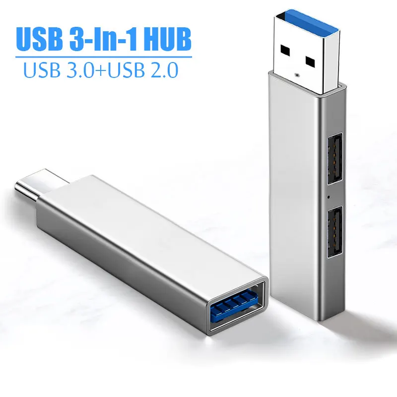 Divisor de concentrador USB 3,0 tipo c, extensor de concentrador de datos de 3 puertos con adaptador USB C aplicable para MacBook Air, Notebook PC, portátil