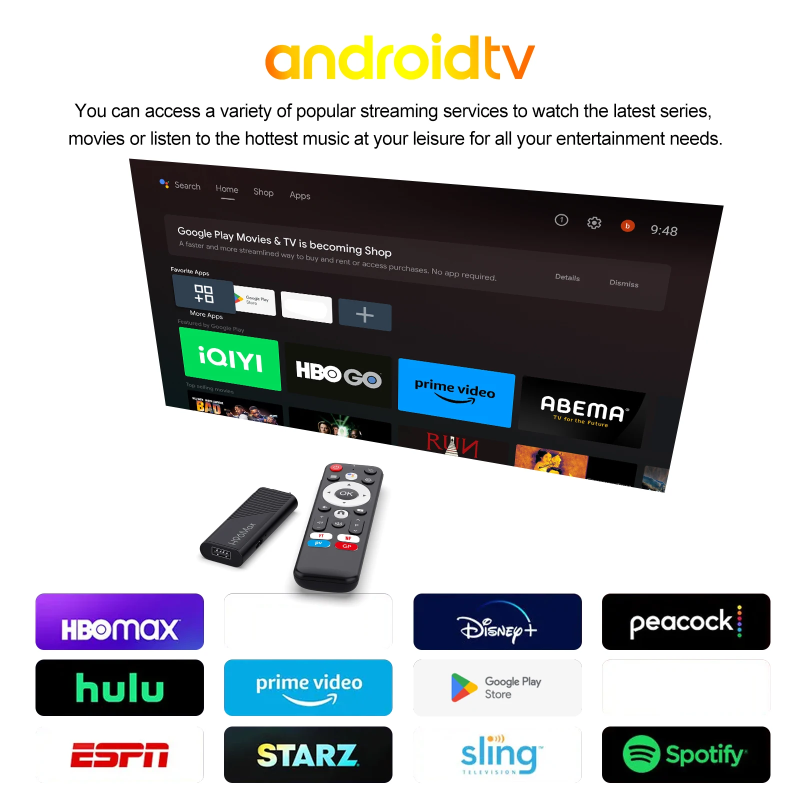 2024 H96 MAX H313 TV Stick Android 14 2GB 16GB 8GB Dual Wifi6 BT5.0 4K HD asistente de voz de Google reproductor multimedia doméstico AI TV Stick - imagen 4