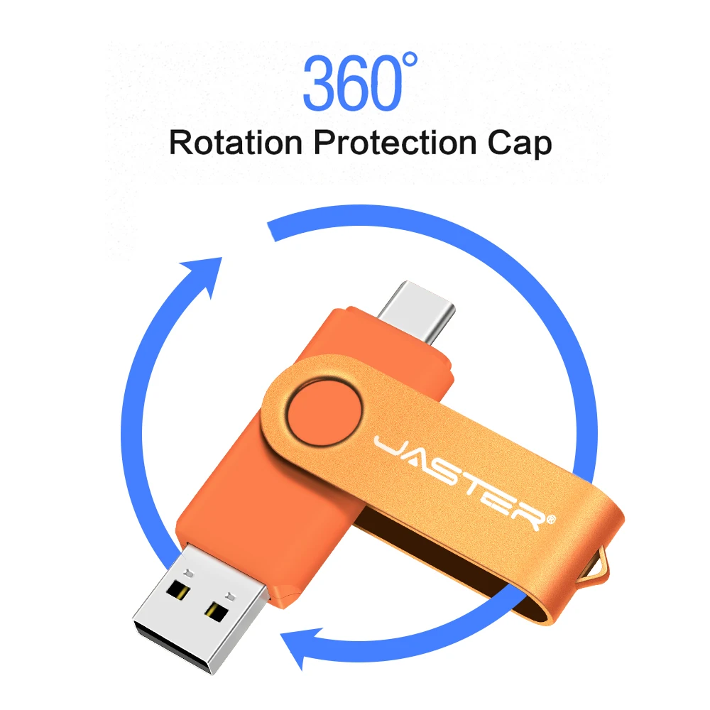 Memoria USB TYPE-C 128GB 360 °   Girar libremente Mini Pen Drive 64GB Logotipo personalizado gratuito USB Flash Drive 32GB 2IN1 Metal Pendrive 16GB - imagen 3