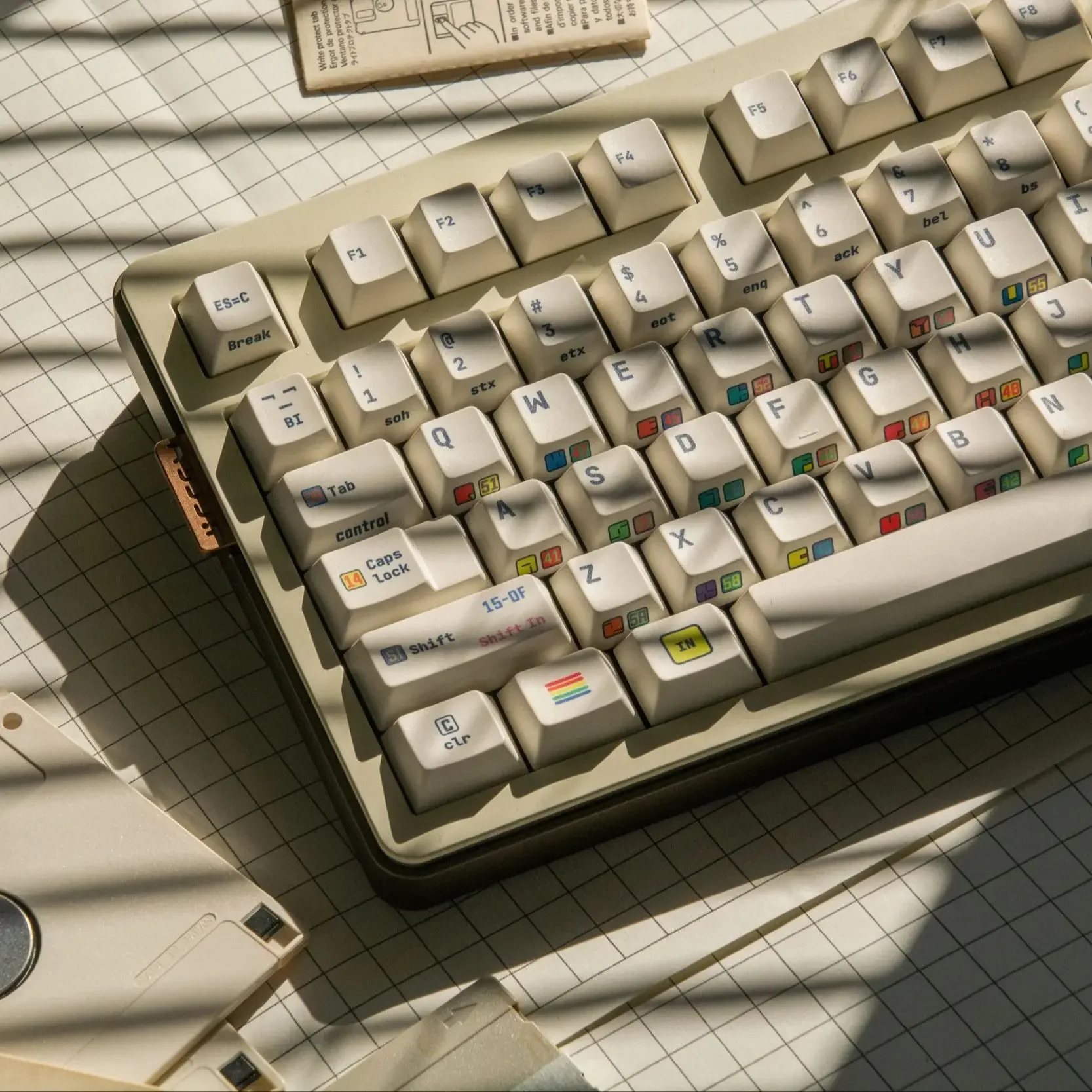 ASCII-teclas PBT con sublimación de tinte de mesa, perfil de cereza, para estilo C64, impresión lateral, juego completo de teclado mecánico, teclas DIY