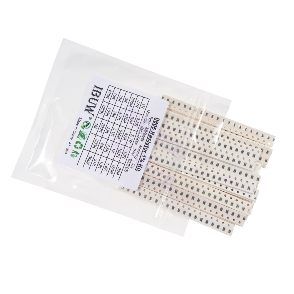 33valuesx-kit de muestra 660 SMD, Kit de resistencias, surtido 1ohm-1M ohm 0805, 20 Uds. = 1% Uds. - imagen 3