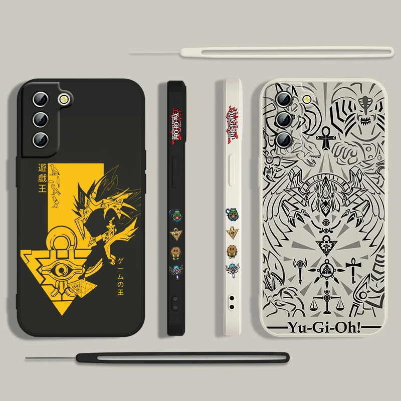 Yu Gi Oh Logo funda de teléfono para Samsung Galaxy S24 S23 S22 S21 S20 Pro FE Plus Ultra líquido cubierta de cuerda izquierda