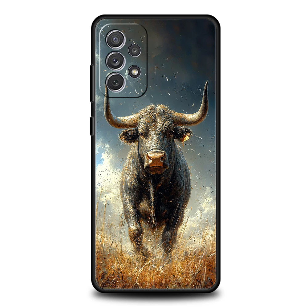 Funda de teléfono para Samsung Galaxy A15 A13 A35 A55 A51 A71 A41 A31 A21S A03S A05 A17 A23 A25 A33 A53 A73 5G A07 4G Cover Bull Animal - imagen 3