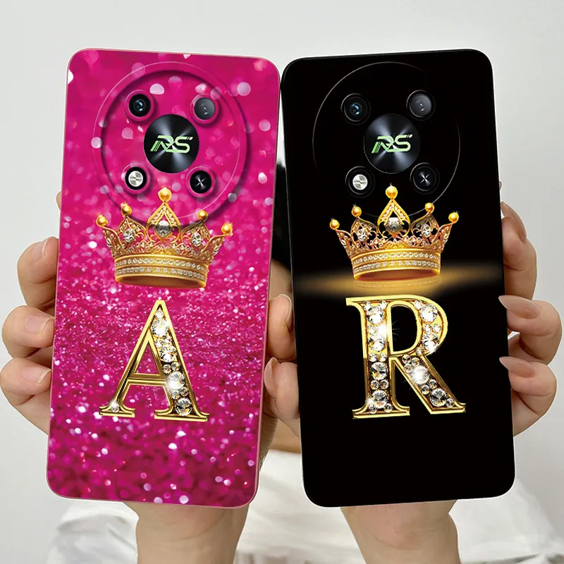 Para ITEL RS4 S666LN 2024 moda letra inicial pareja funda de teléfono para Itel RS4 silicona suave TPU protección cuadrada a prueba de golpes