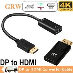 GRWIBEOU Adaptador DisplayPort a HDMI 4K, macho-hembra