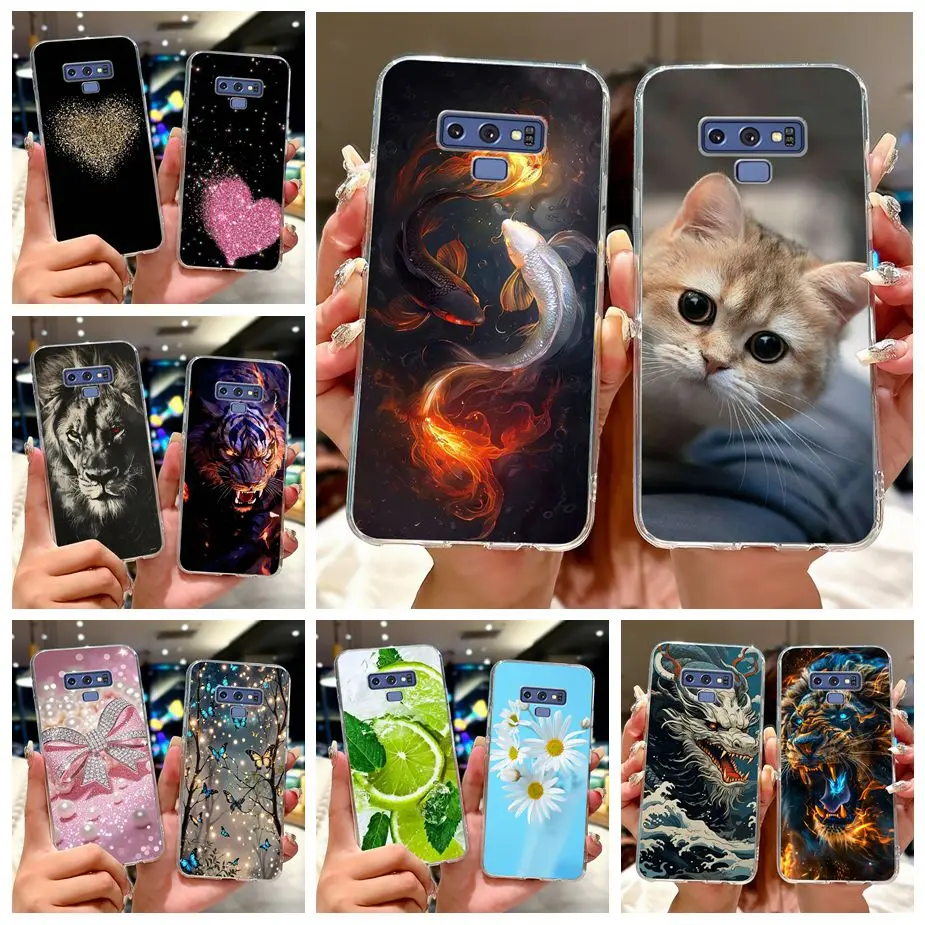 Para Samsung Galaxy Note 9 funda SM-N960F lindo gato Lucky Koi cubierta pintada 6,4 ''funda de teléfono suave de TPU para Samsung Note9 Fundas bolsas