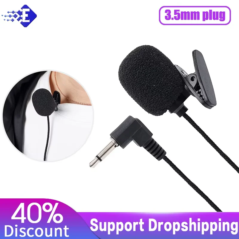 Micrófono externo con cable para profesionales, Mini micrófono de 3,5mm, micrófono de escenario, micrófono de discurso de estudio, solapa Clip en para altavoz, 1 unidad
