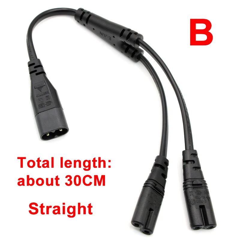 Cable de alimentación dividido IEC 320 C8 de 2 pines macho a 2 x C7 hembra Y aproximadamente 45CM/30CM cables de extensión IEC 320 C7 a C8 C8 macho a C7 hembra - imagen 3
