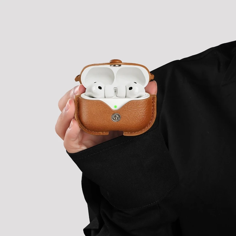 Funda de cuero para AirpodsPro3, Fundas de negocios para AirPods Pro3, Funda para auriculares, Funda para auriculares con cordón largo para el cuello ﻿