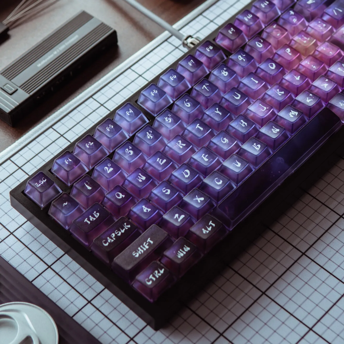 Juego de teclas transparentes de cristal púrpura, 156 teclas, teclas transparentes con perfil de cereza, impresión UV para interruptores Mx, teclado mecánico - imagen 4