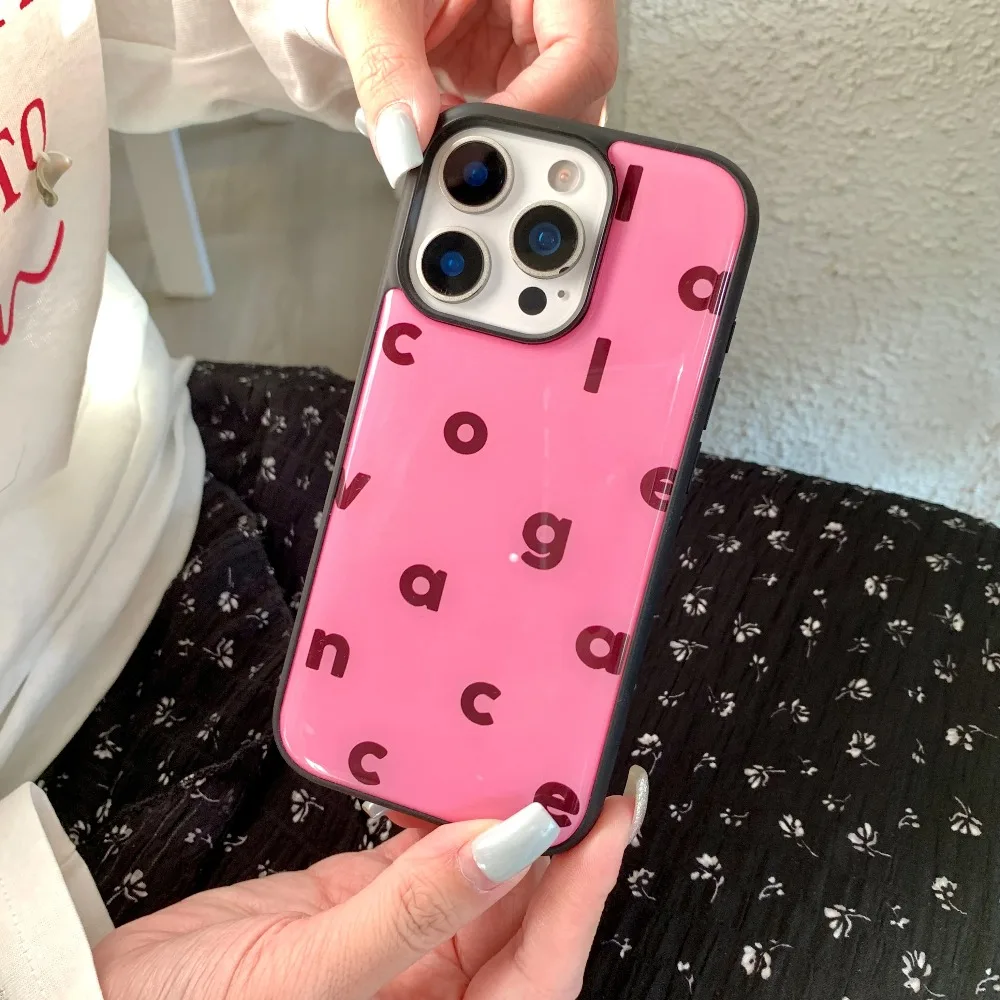 Funda de teléfono coreana INS Color puro simplicidad letras en inglés a prueba de golpes para iPhone17 16 15 14 13 Pro Max funda trasera para teléfono Capa - imagen 5