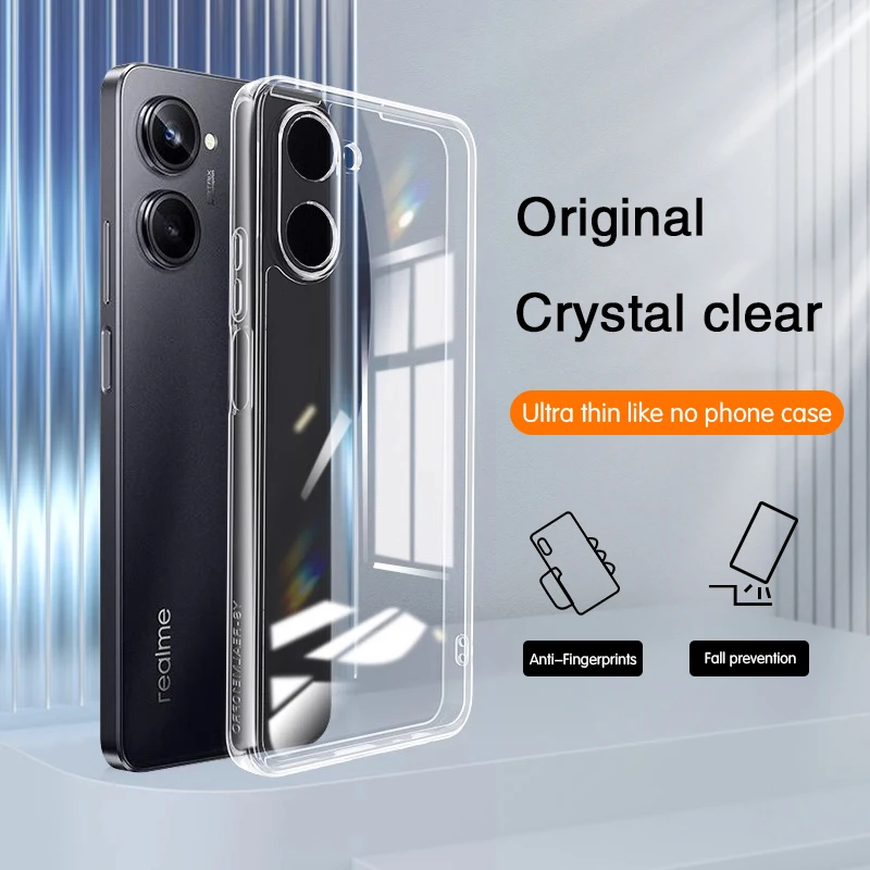 Funda de teléfono transparente de TPU para OPPO Realme 10 Pro Plus Pro + 10T 10S 5G, Funda protectora de lente de silicona suave y fina transparente