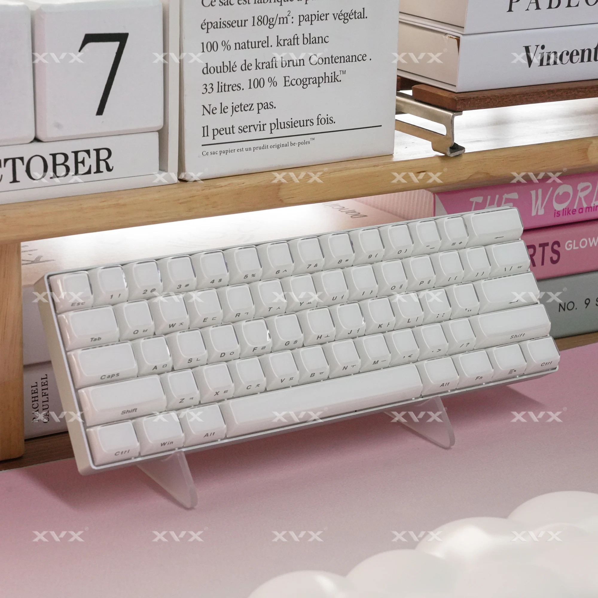 Teclas de gelatina blanca rusa/coreana/árabe XVX, 113 teclas, cristal de hielo, rosa, perfil OEM, para teclado Cherry MX 75 - imagen 5