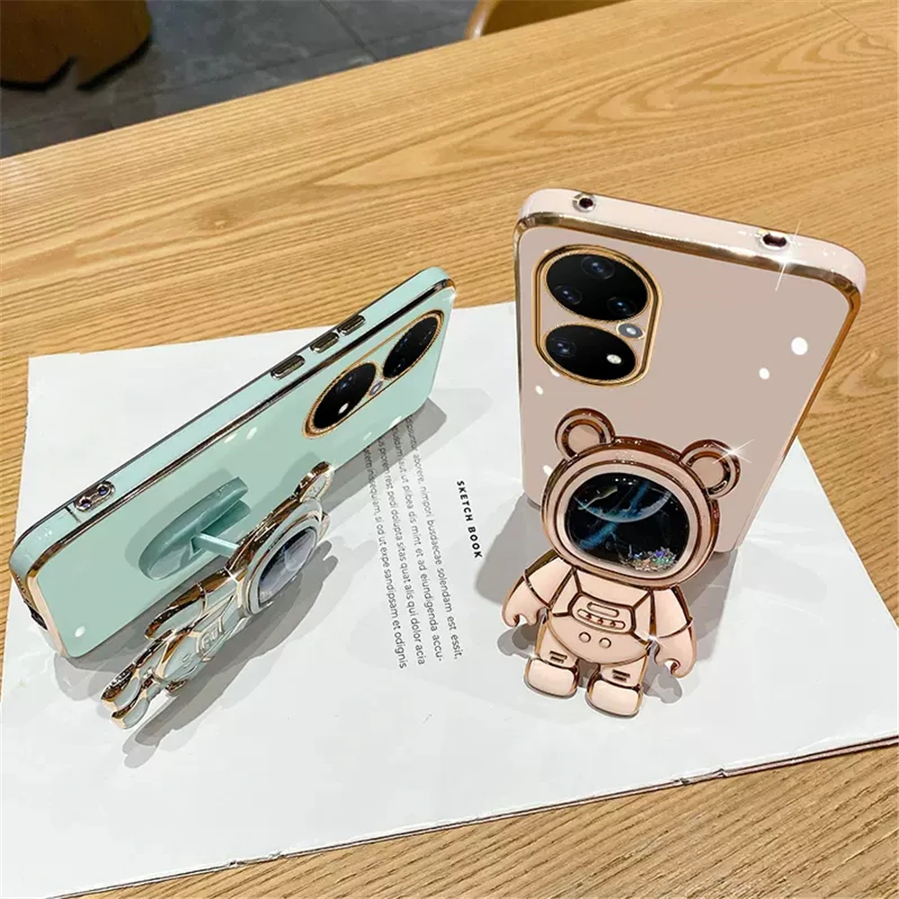 Funda con soporte de astronauta de arena movediza para Huawei P50 Pro P40 Lite P30 Lite P20 P Smart 2021 Mate 20 Honor 70 60 Pro, funda suave - imagen 5