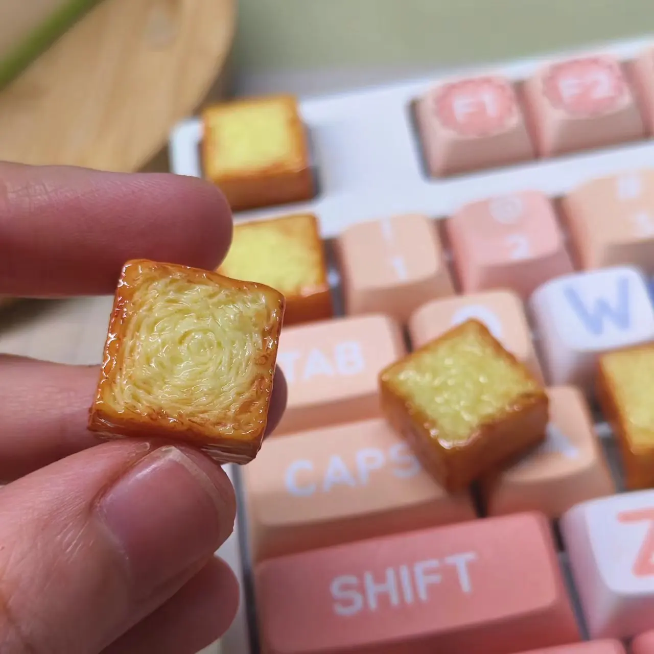 Teclas de pan tostado de pastelería DIY, botones de ordenador creativos personalizados, teclas de teclado mecánico universales - imagen 4