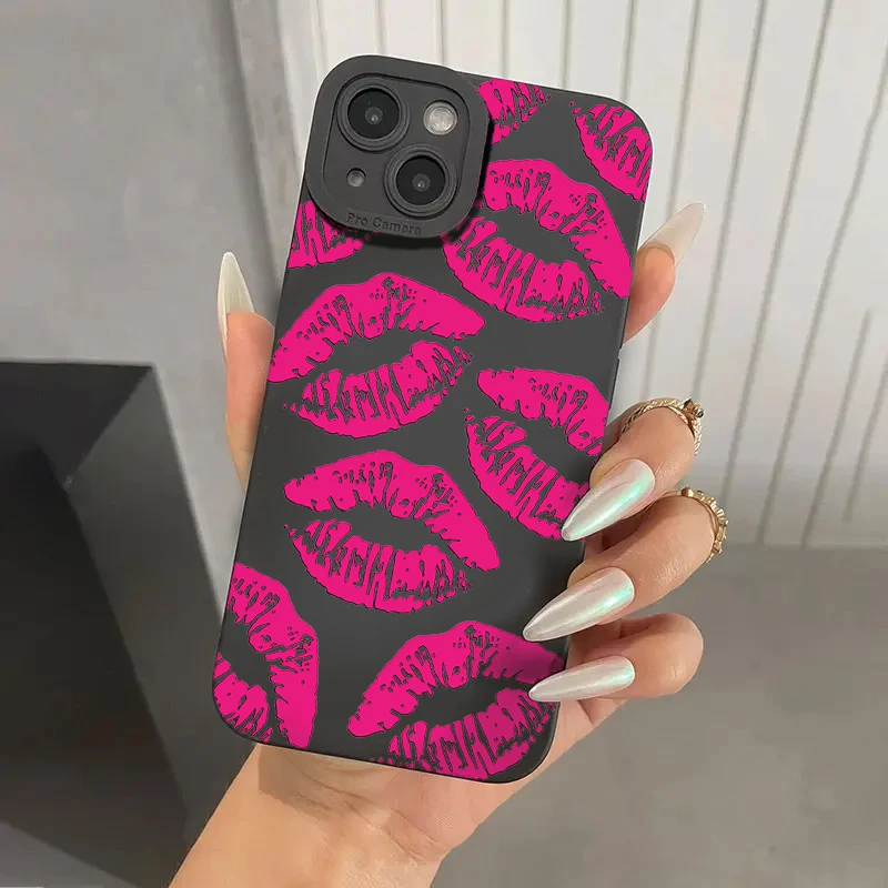 Funda para Samsung S24 Ultra, funda Galaxy A55 5G, funda Sexy con labio rojo rosa para S22 S23 FE A15 A14 A34 A13 A54 A35 A32 A52
