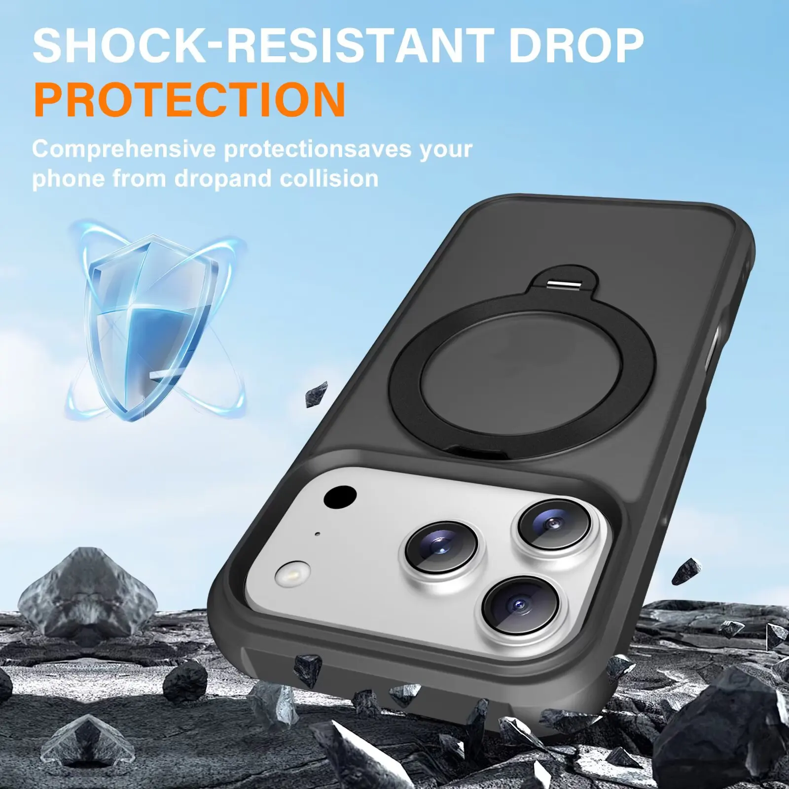 Para Apple iphone 17 Pro Max 17 Air funda dura 360 anillo soporte cubierta trasera protectora magnética para iphone 17 16 15 14 13Pro Max Shell - imagen 2