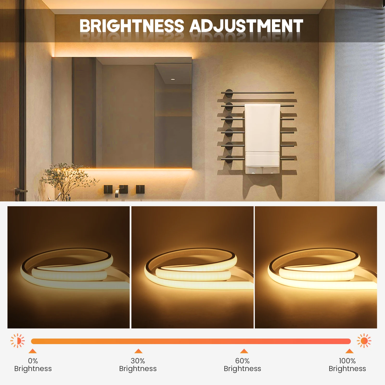 Tira de luces LED COB de 220V IP67, resistente al agua, 288LEDs/M, control remoto táctil de pared, WiFi, Bluetooth, cuerda de neón regulable, luz cálida/Natural/blanca - imagen 3