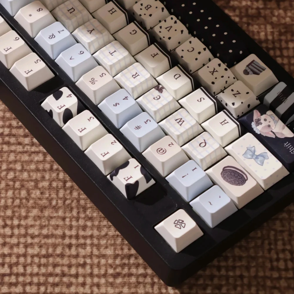 Oli Bubble Cherry Keycaps lindo Oreo galletas azul blanco sublimación Pbt2.25/2.75U barra espaciadora Panda cachorro Alice diseño lindo Keycaps - imagen 2