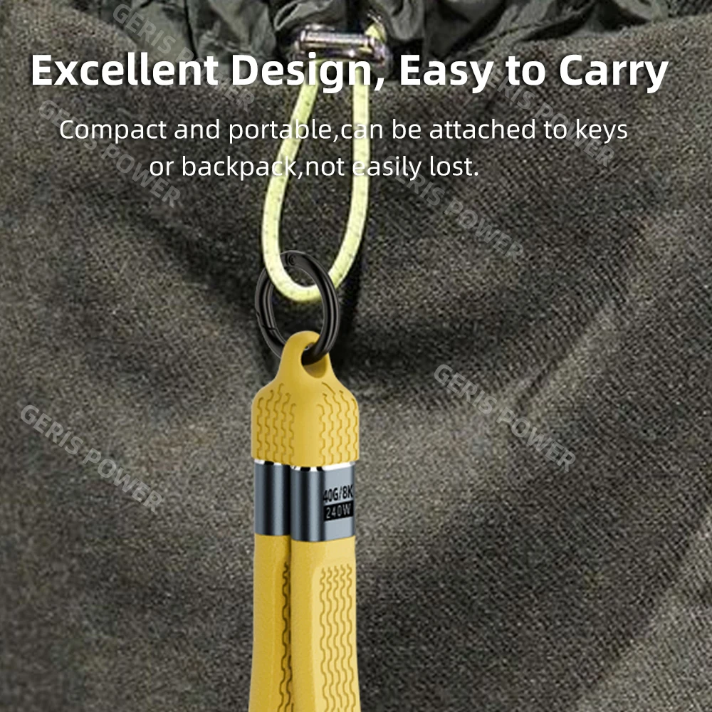 Llavero portátil Cable de datos USB C PD240W 5A tipo C Cable de carga rápida 40Gbps transferencia de datos Thunderbolt 3 8K @ 60Hz para iPhone 15 - imagen 2