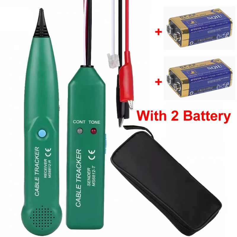 Probador de seguimiento de cables MS6812, Detector de línea LAN, rastreador de cables telefónicos UTP STP, ubicación de punto de interrupción, tono de diagnóstico + batería 6F22 de 9V - imagen 2