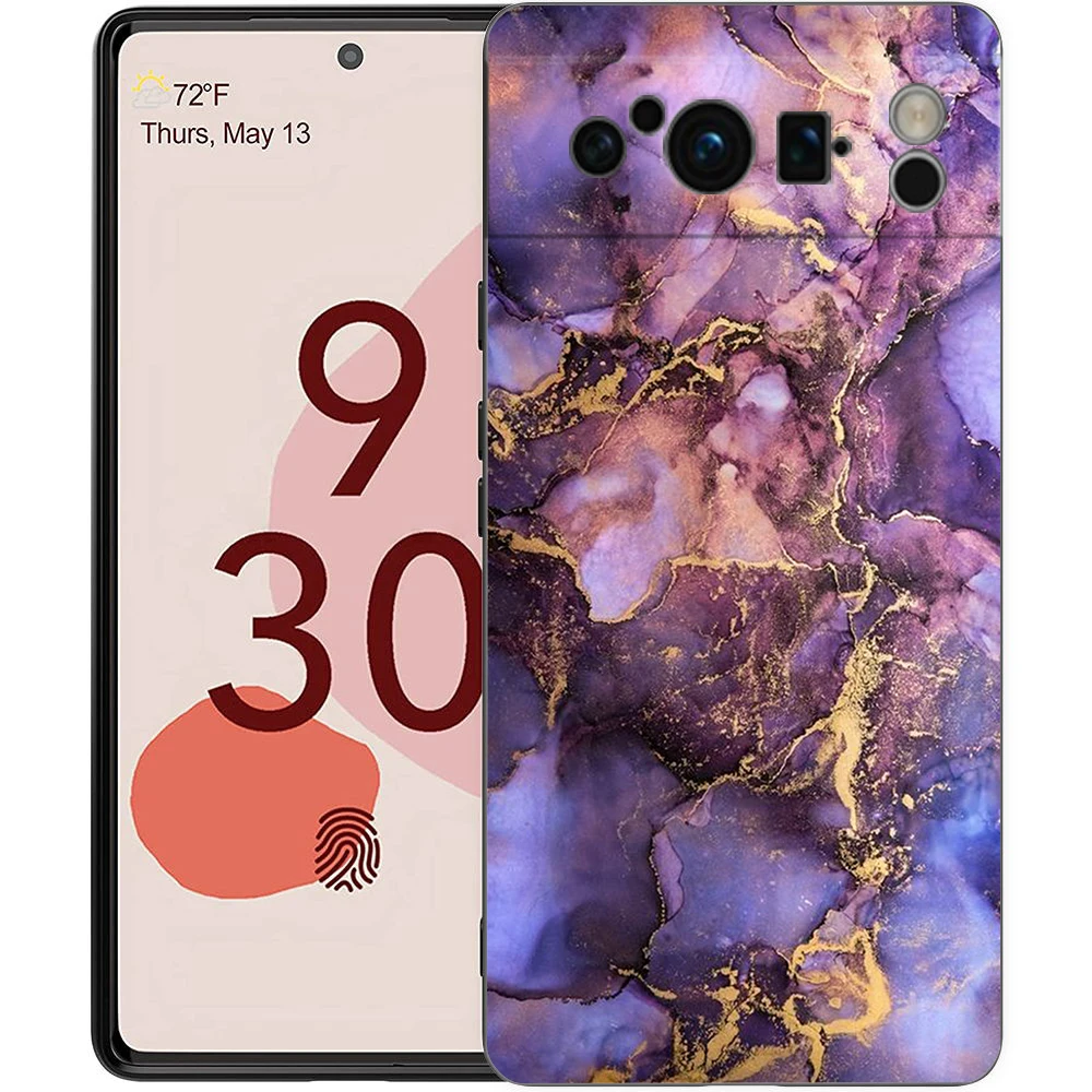 Funda de teléfono de mármol para Google pixel 9 8 7 6 Pro 8A 6A 7A 5G, funda negra de silicona a prueba de golpes - imagen 3