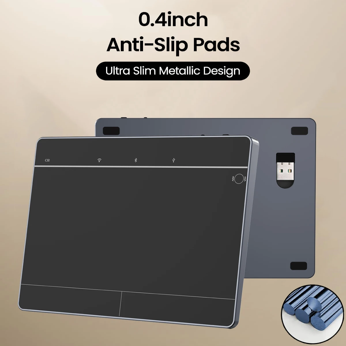 Jomaa Panel táctil inalámbrico y con cable de metal para PC, ordenador y portátil, trackpad recargable, Bluetooth y USB - imagen 2