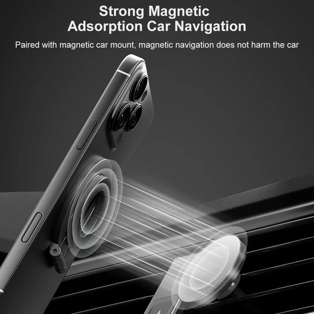 Soporte magnético para teléfono de doble cara 360 °   Soporte plegable triple de rotación, soporte para teléfono de coche, agarre magnético para teléfono inteligente iPhone 16 - imagen 5