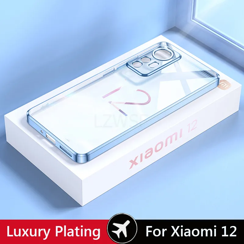 d'For Xiaomi 12 Pro Luxury Plating Soft Clear Back Cover Per Xiaomi 12 12X 13 Lite 13T 12T Pro Xiaomi12X Redmi 12 Custodie de téléphone - imagen 2