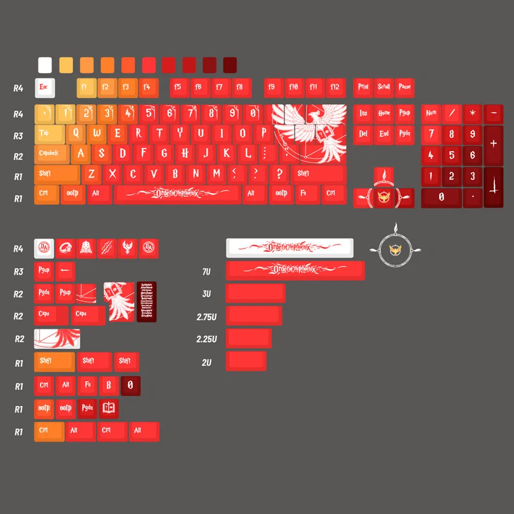 Teclado mecánico Phoenix Keycap, accesorio con 142 teclas, diseño ANSI ISO Enter para RK61, 64, 68, RK84 - imagen 2