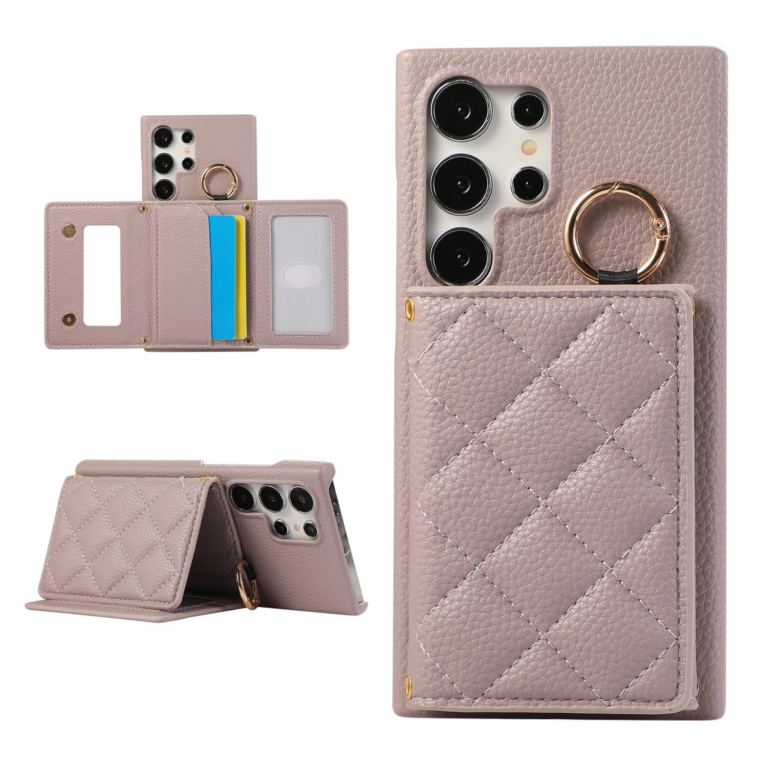 Funda de cuero con cremallera cruzada para Samsung Galaxy S24 Ultra S23 Plus S22 A55 A35 A25 A15 A05 A05S A24 A14 A54 - imagen 2