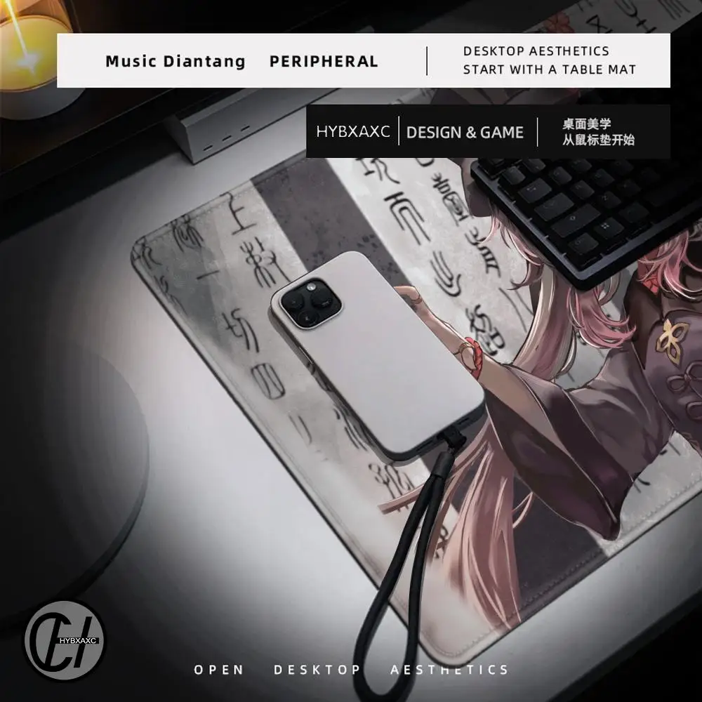 Alfombrilla de ratón de impacto Hu Tao Genshin, alfombrilla de ratón de Anime de dibujos animados de piel personalizada, alfombrillas de teclado, alfombrilla de escritorio, accesorios de dormitorio para niñas - imagen 2