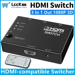 Conmutador 3 en 1 salida Compatible con HDMI con Control remoto 1080P, conmutador HDMI de 3 puertos, adaptador Hub 3x1 para proyector de DVD HDTV XBOX360