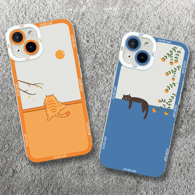 Funda para Xiaomi 14 fundas Poco X5 Pro 5G funda bonita de gato para Xiaom Mi 13 12 11 Lite 13T 12T 12X Poco F5 X3 Pro F3 cubierta transparente