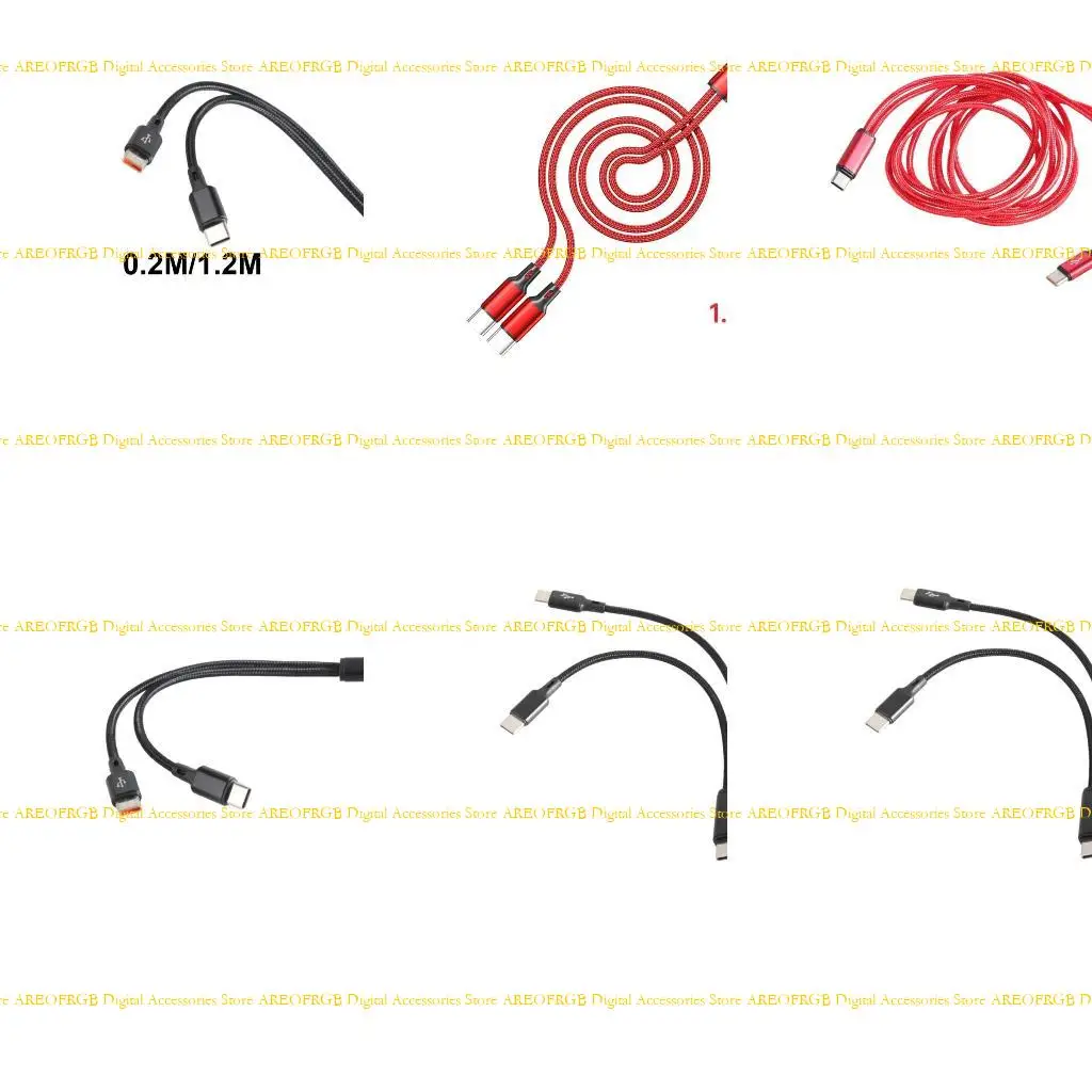 E21E Tipo C a Tipo C 1 a 2 Carga cable divisor dispositivos USB C simultáneamente