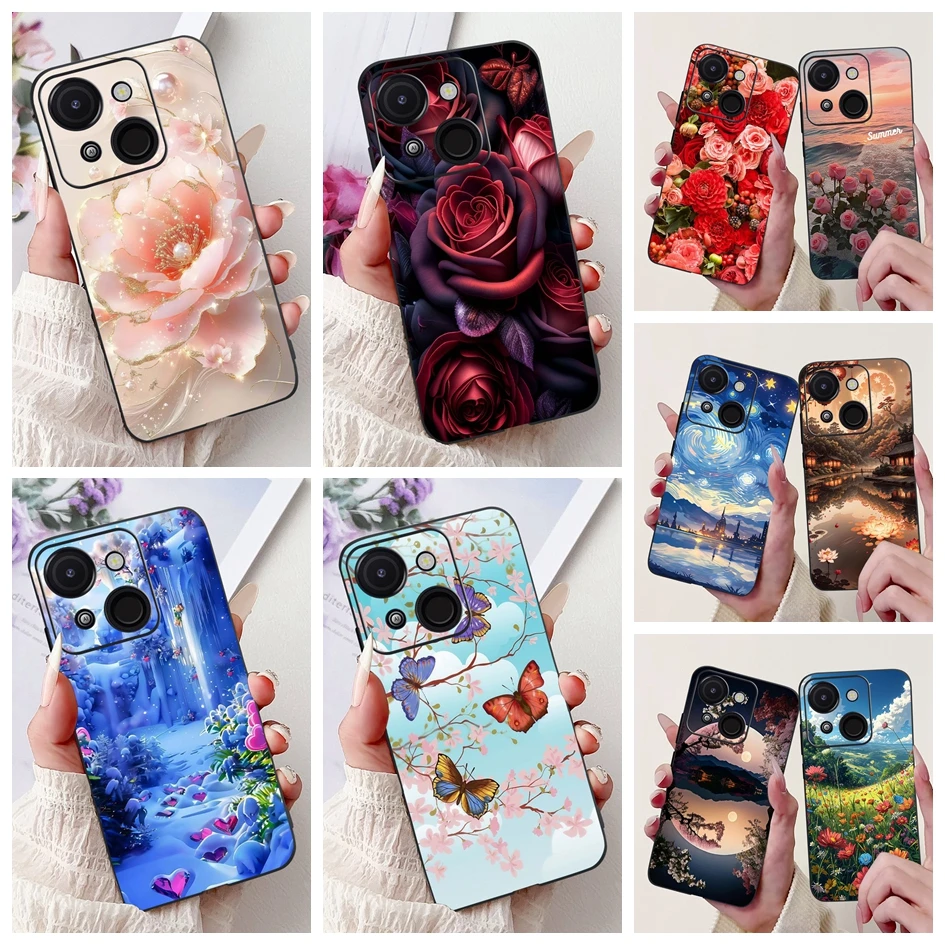 Para Itel A50C A50 4G funda A507LXU funda de silicona Popular flor mariposa suave TPU carcasa protectora para Itel A06 A 50 A 50C Capa