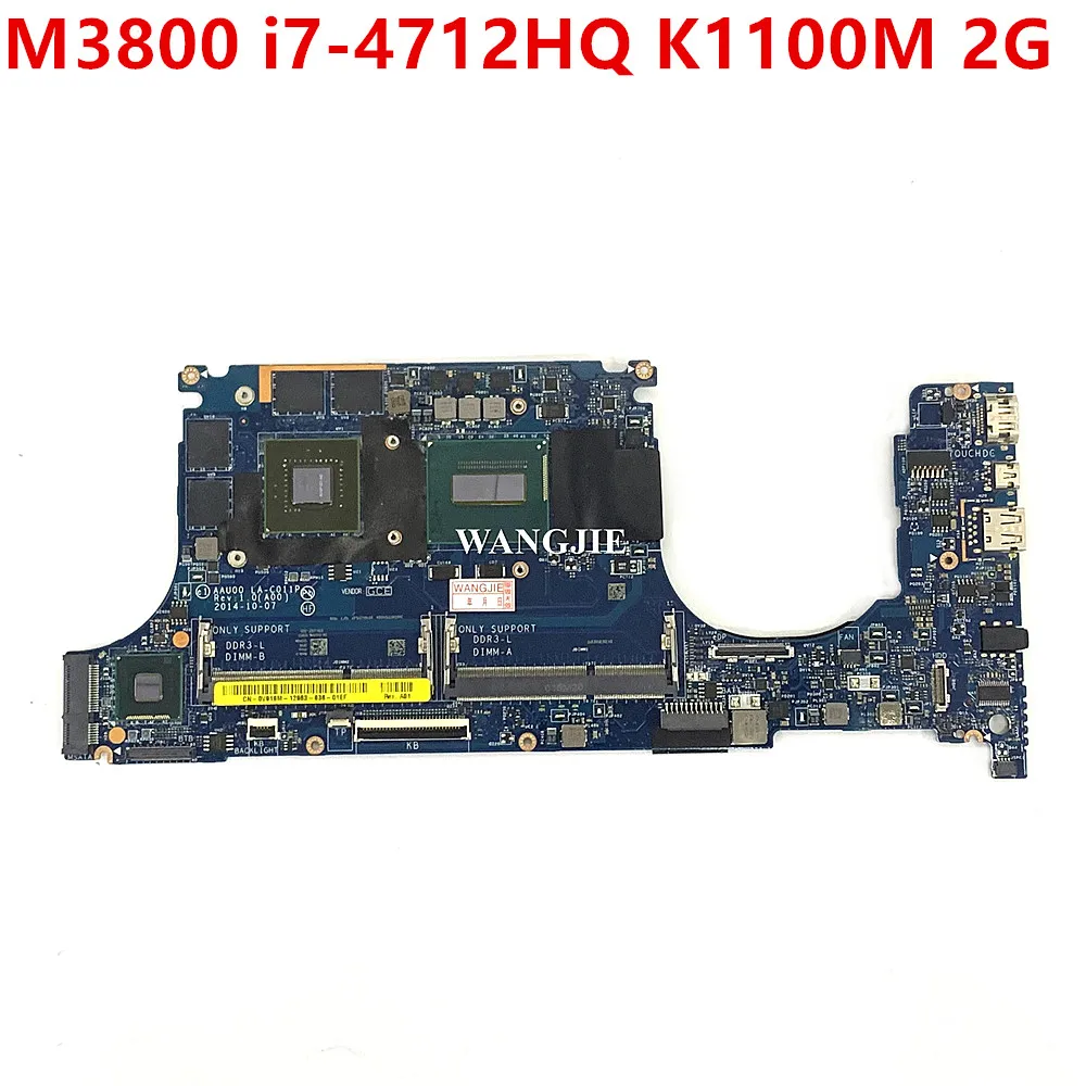 Placa base para ordenador portátil DELL Precision M3800 SR1PZ i7-4712HQ CPU K1100M 2G GPU 0V919M V919M AAU00 LA-C011P DDR3
