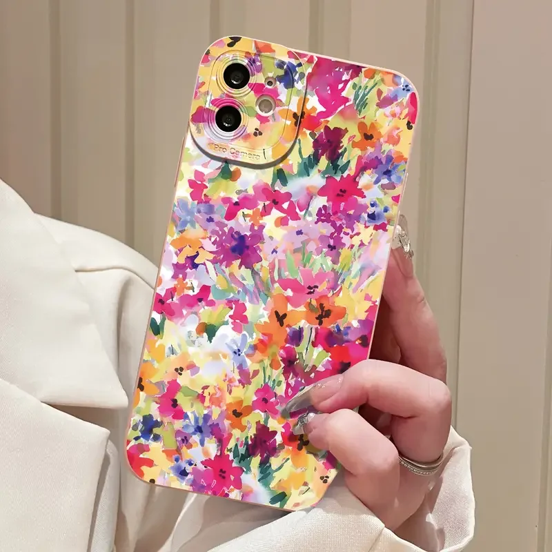 Funda de teléfono con estampado de diseño de flores y pintura al óleo para iPhone 17 16 15 Pro Max 14 13 12 11 16 Plus 16E 17 cubierta suave mate de aire - imagen 3