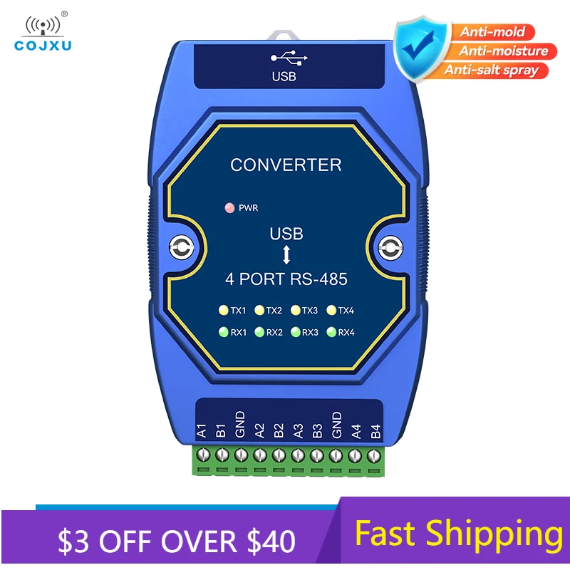 Convertidor USB a serie COJXU E810 serie ModBus TCP/IP módulo MQTT RJ45 1/2/4 convertidor de puertos serie grado Industrial