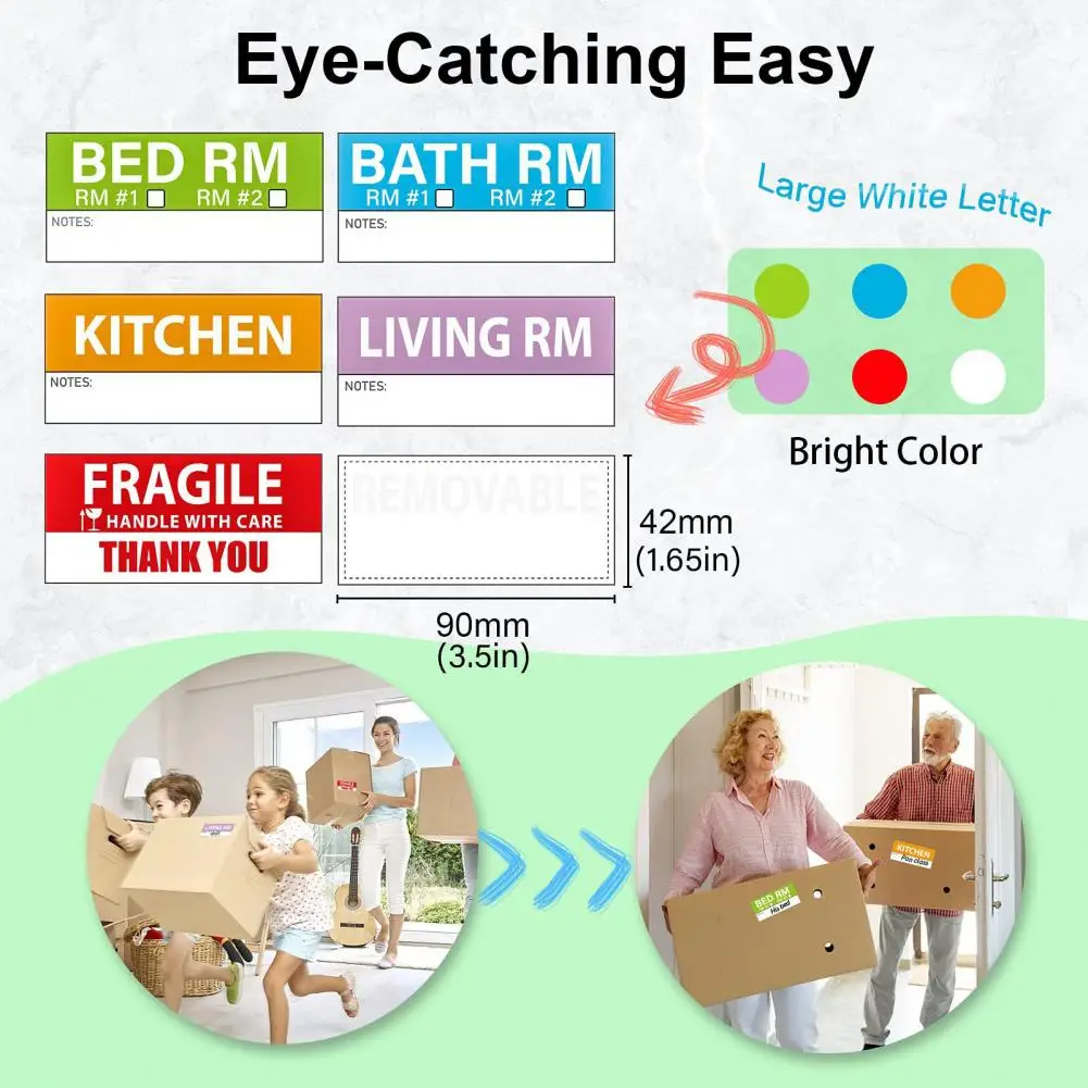 Etiquetas adhesivas desmontables para caja móvil, pegatinas pesadas y delicadas, impermeables, codificadas por colores, para embalaje del hogar, 50 hojas - imagen 4