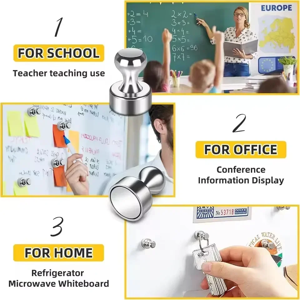 Chinchetas magnéticas portátiles de Metal para pizarra blanca, imanes fuertes, chinchetas para nevera, herramientas de almacenamiento para el hogar, 50/1 Uds. - imagen 5