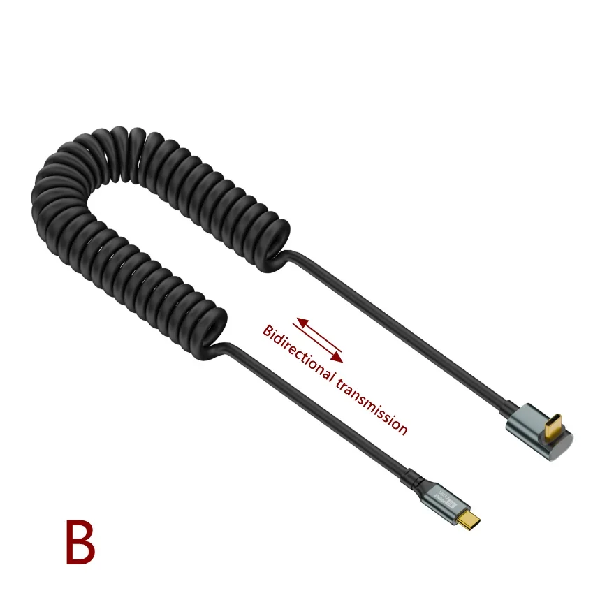 Cable extensor de resorte USB tipo C PD 100W Cable para Samsung Xiaomi Huawei teléfono cargador rápido iPhone15 Wird PD Cable de datos USB3.2 8K - imagen 4