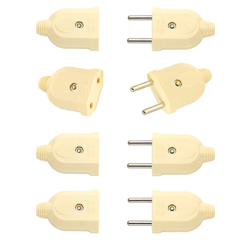 8 uds/4 pares UE europea 2 pines macho/hembra AC enchufe de alimentación eléctrica adaptador 4,0mm UE conector de enchufe de pie redondo DIY - imagen 2