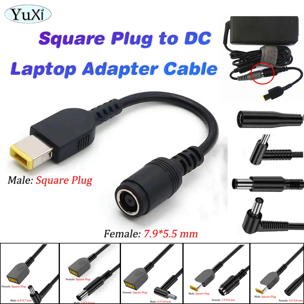 1 unidad de enchufe cuadrado CC para Lenovo a Cable adaptador de fuente de alimentación para portátil Asus Hp Dell convertidor de ordenador portátil 7,4x5,0 4,5x3,0mm - imagen 2