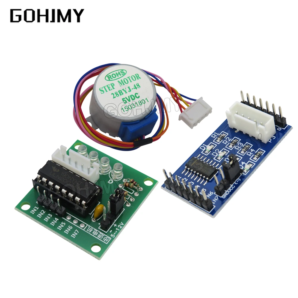 Motor paso a paso 28BYJ48 de 5V CC, Motor paso a paso de reducción de 25cm, 4 fases 28byj48 para Arduino, Kit de bricolaje, placa de controlador ULN2003