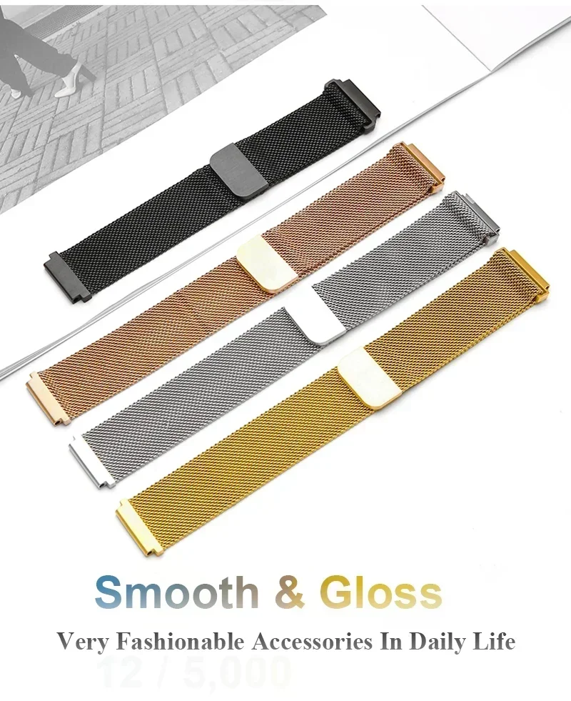 Correa de bucle milanesa para Amazfit Bip 5, repuesto de pulsera para Amazfit Bip U 3 3Pro GTS4 3 2mini GTR2 3 4 42 47mm GTR2e, 20, 22MM - imagen 5