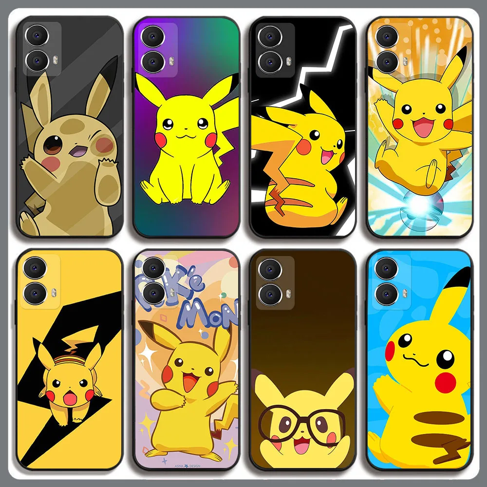 BD-50 Piakchu funda negra para Moto G24 G34 G14 G05 E14 G45 G04s E15 G35 G04