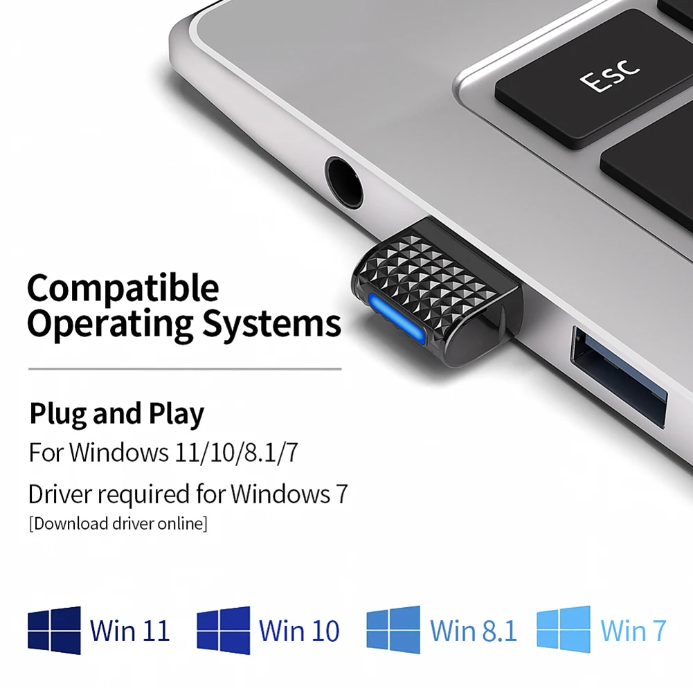 Adaptador USB Bluetooth 5,4 transmisor Dongle Plug and Play receptor transmisor inalámbrico BT para teclado/ratón/auriculares/altavoz - imagen 2