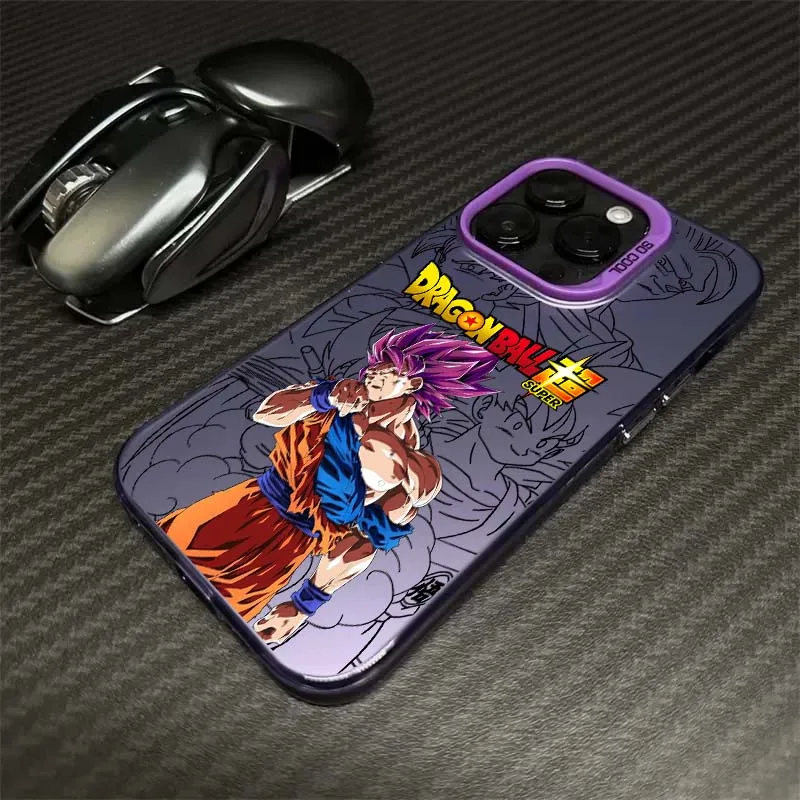 D-Dragon Ball Cool Son Goku para iPhone 17 16 15 14 13 12 11 Air Pro Max Plus Mini funda plateada colorida para teléfono - imagen 4